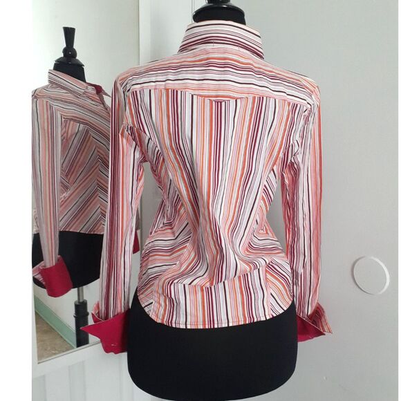 SOHO Jeans Pink Multicolor Stripes Long Sleeves Button Shirt JR. Size Large NWT - Picture 4 of 15
